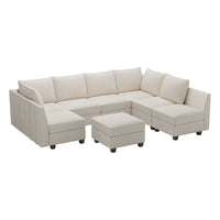 Misty-White-/-Chenille-8-Seat-U-Shaped-Sectional