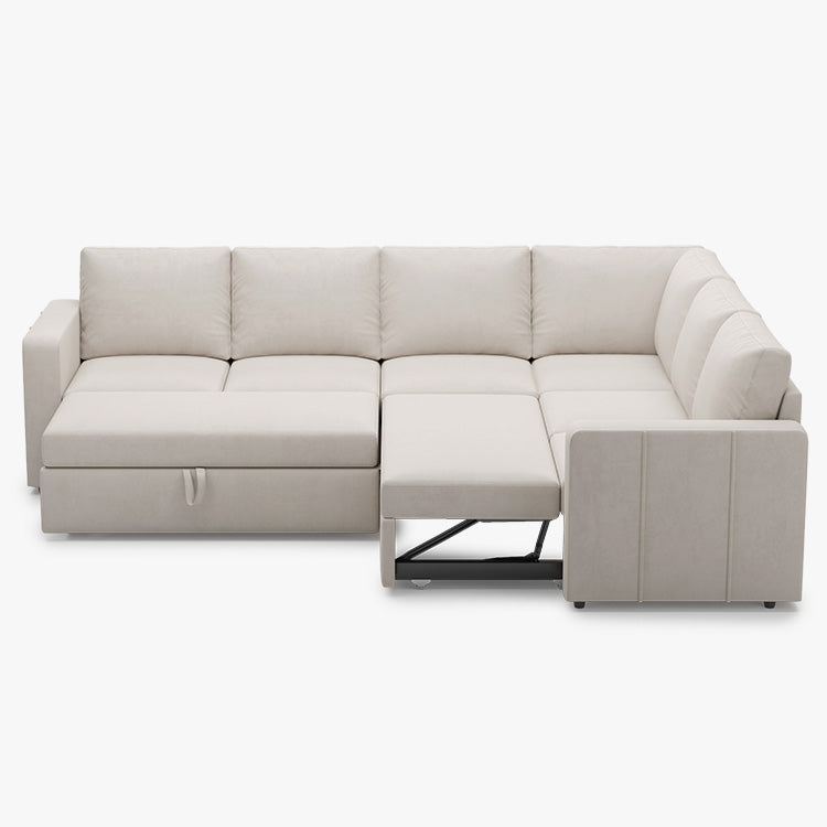 Belffin 6 Seats Modular Velvet Pull-out Sleeper Sofa