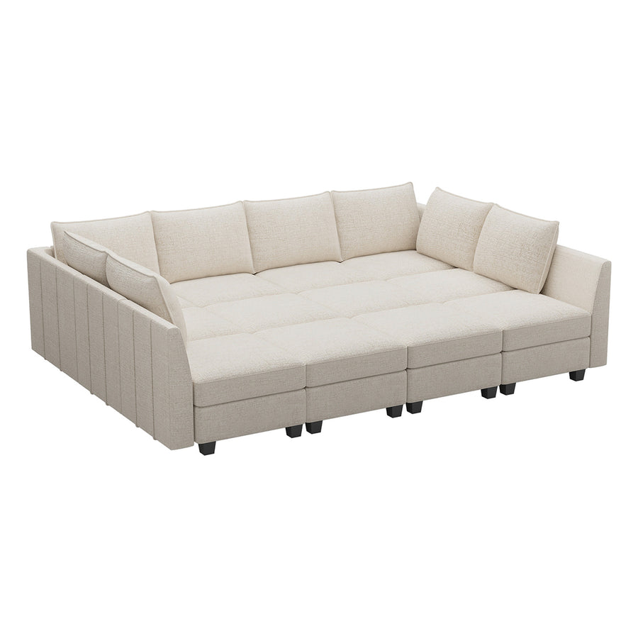 Misty-White-/-Chenille-12-Seat-Pit-Sectional