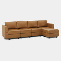 Driftwood-Brown-/-Faux-Leather-5-Seat-L-Shaped-Sectional