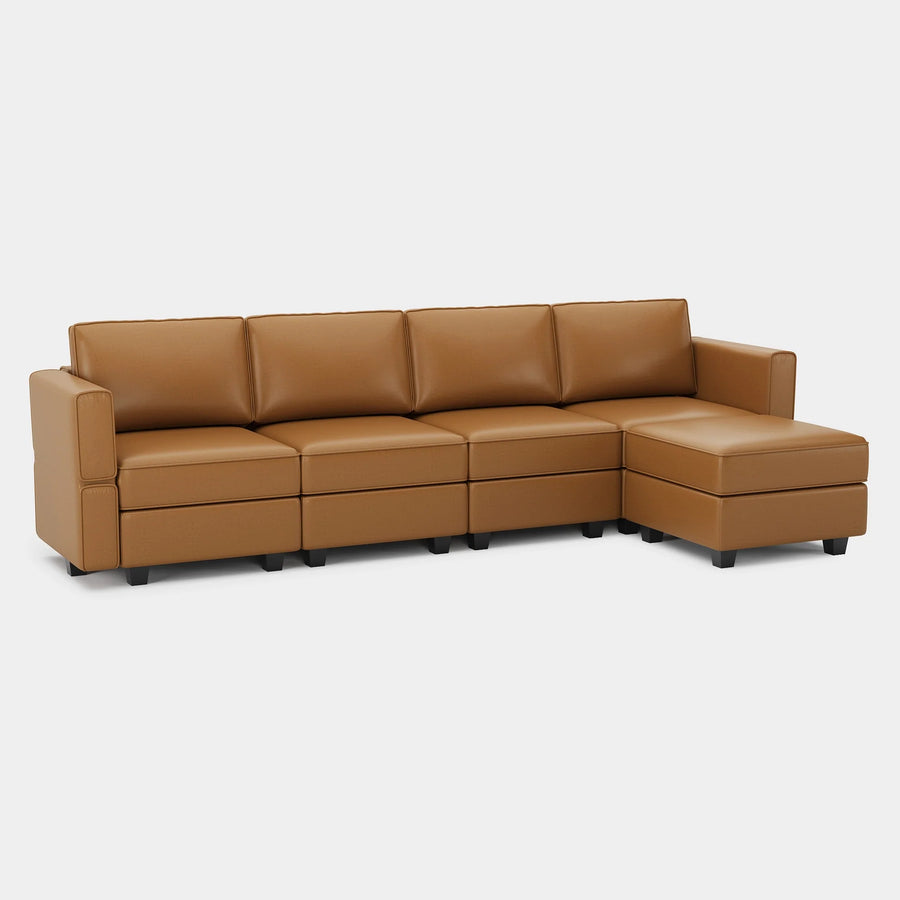 Driftwood-Brown-/-Faux-Leather-5-Seat-L-Shaped-Sectional