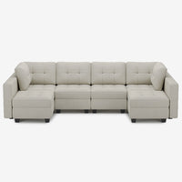 Cosmic-Latte-/-Velvet-6-Seat-U-Shaped-Sectional