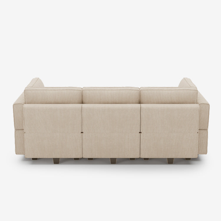 Belffin 6 Seats + 7 Sides Modular Corduroy Sleeper Sofa with Storage Seat