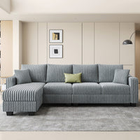 Frosted-Grey-/-Corduroy-4-Seats-L-Shaped-Sectional