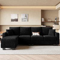 Obsidian-Black-/-Corduroy-4-Seats-L-Shaped-Sectional