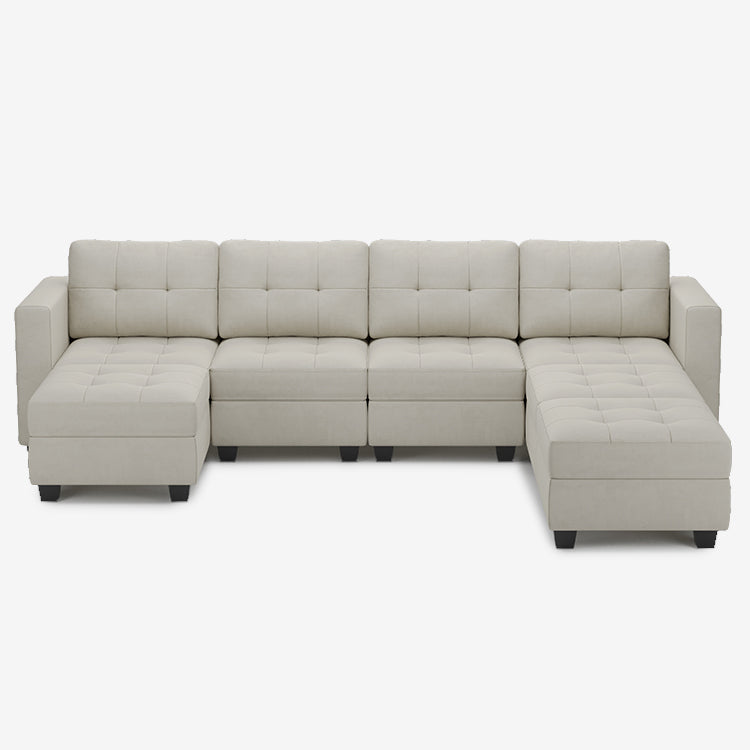 Cosmic-Latte-/-Velvet-7-Seat-U-Shaped-Open-Sectional