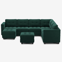 Castleton-Green-/-Velvet-8-Seat-U-Shaped-Sectional