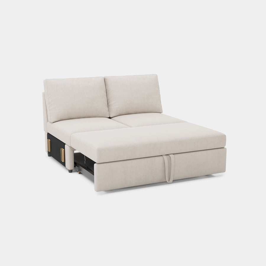 Cosmic-Latte-/-Velvet-Module-Pullout Loveseat