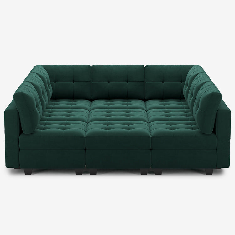 Castleton-Green-/-Velvet-9-Seat-Pit-Sectional