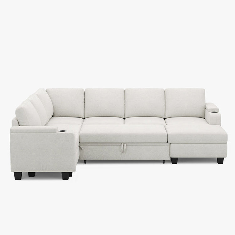 Misty-White-/-Chenille-6-Seat-U-Shaped-Left-Chaise-Pullout-Sectional