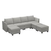 Cloud-Grey-/-Chenille-7-Seat-U-Shaped-Open-Sectional