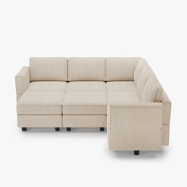 Belffin 7 Seats + 8 Sides Modular Wide Corduroy Sofa with Storage Seat