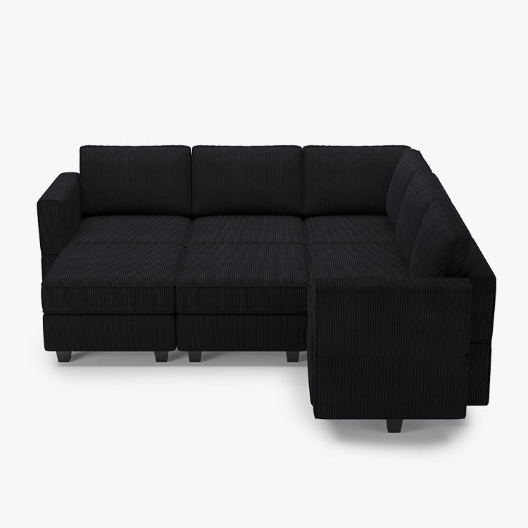 Belffin 7 Seats + 8 Sides Modular Wide Corduroy Sofa with Storage Seat