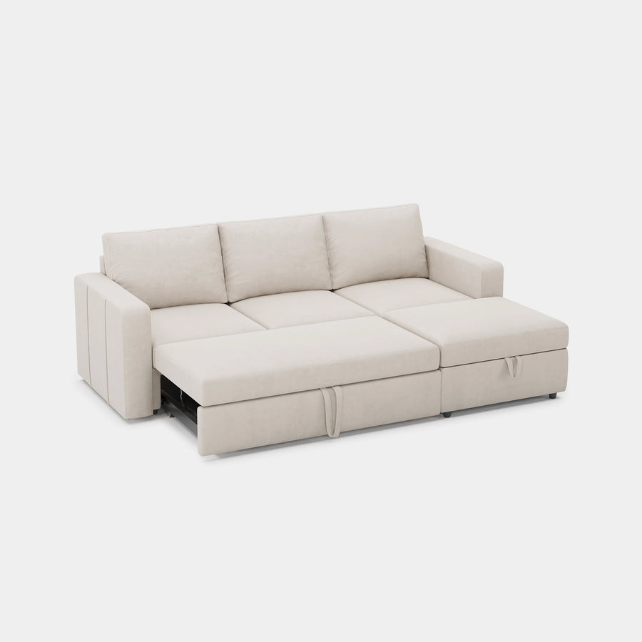 Cosmic-Latte-/-Velvet-4-Seat-L-Shaped-Pullout-Sectional