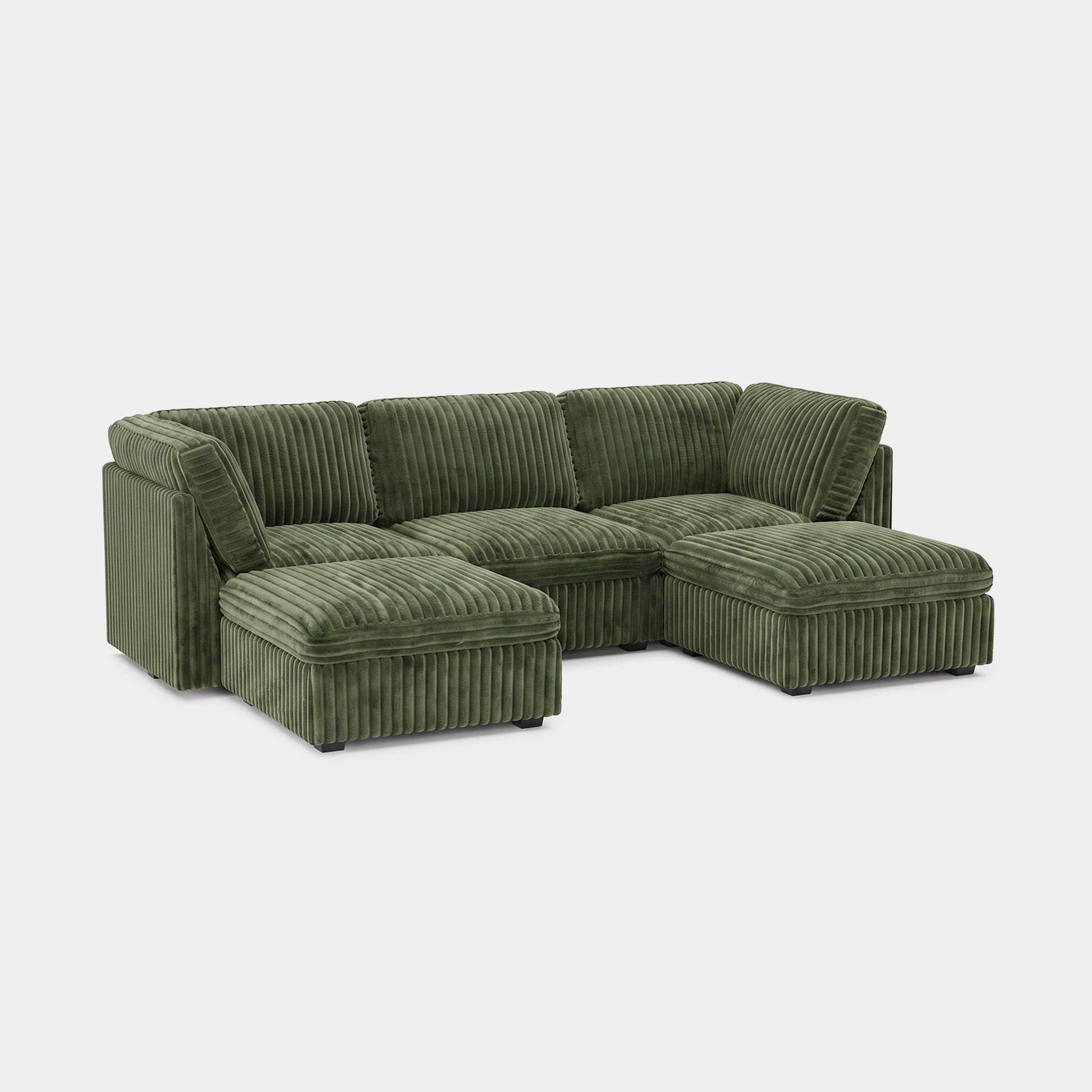 Olivewood-Green-/-Corduroy-5-Seat-U-Shaped-Open-Sectional