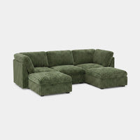 Olivewood-Green-/-Corduroy-5-Seat-U-Shaped-Open-Sectional