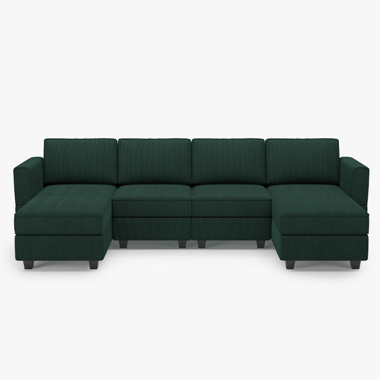 Belffin 6 Seats + 6 Sides Modular Wide Corduroy Sofa with Storage Seat