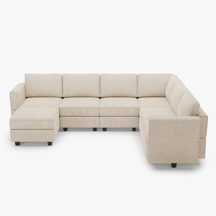 Belffin 7 Seats + 9 Sides Modular Wide Corduroy Sofa with Storage Seat