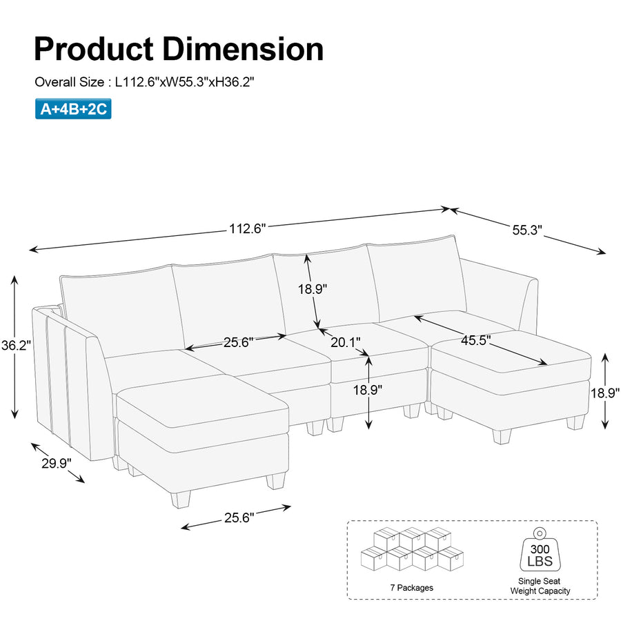 6-Seat-U-Shaped-Open-Sectional-dimension