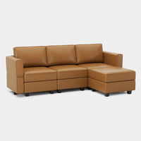 Driftwood-Brown-/-Faux-Leather-4-Seat-L-Shaped-Sectional