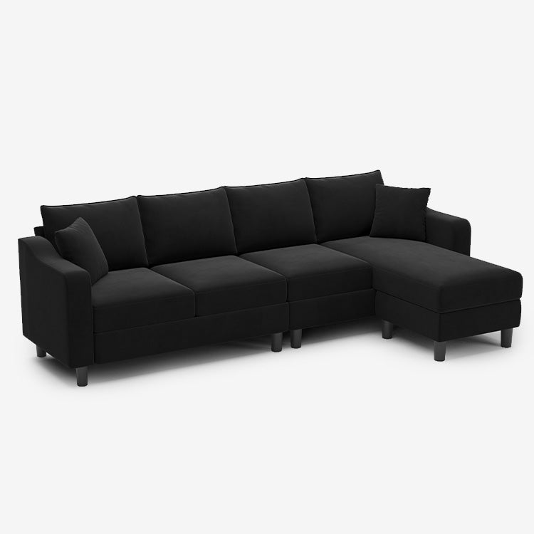 Belffin 4 Seats Velvet Sofa With Chaise