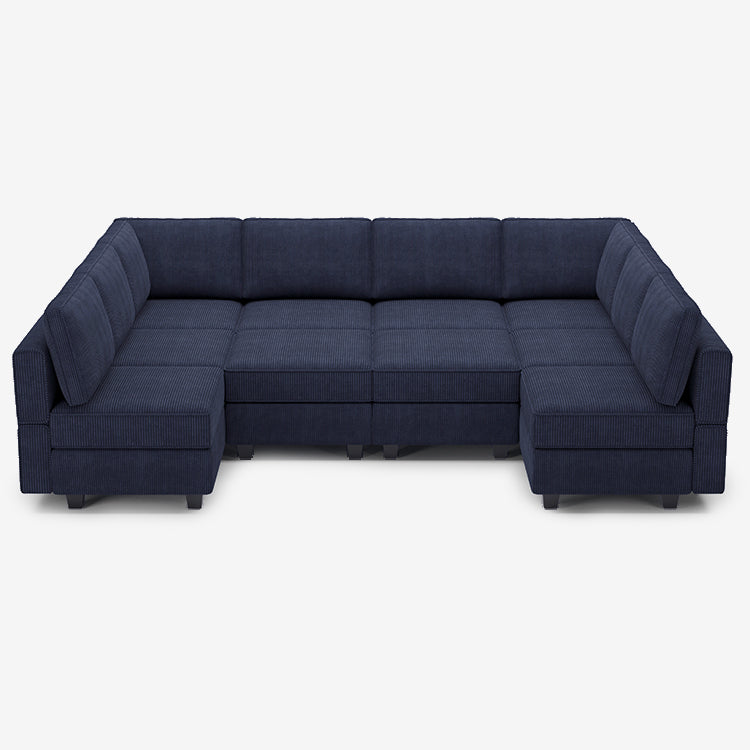 Belffin 10 Seats + 10 Sides Modular Corduroy Sleeper Sofa with Storage Seat