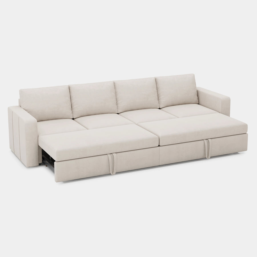 Cosmic-Latte-/-Velvet-4-Seat-Double-Pullout-Sofa