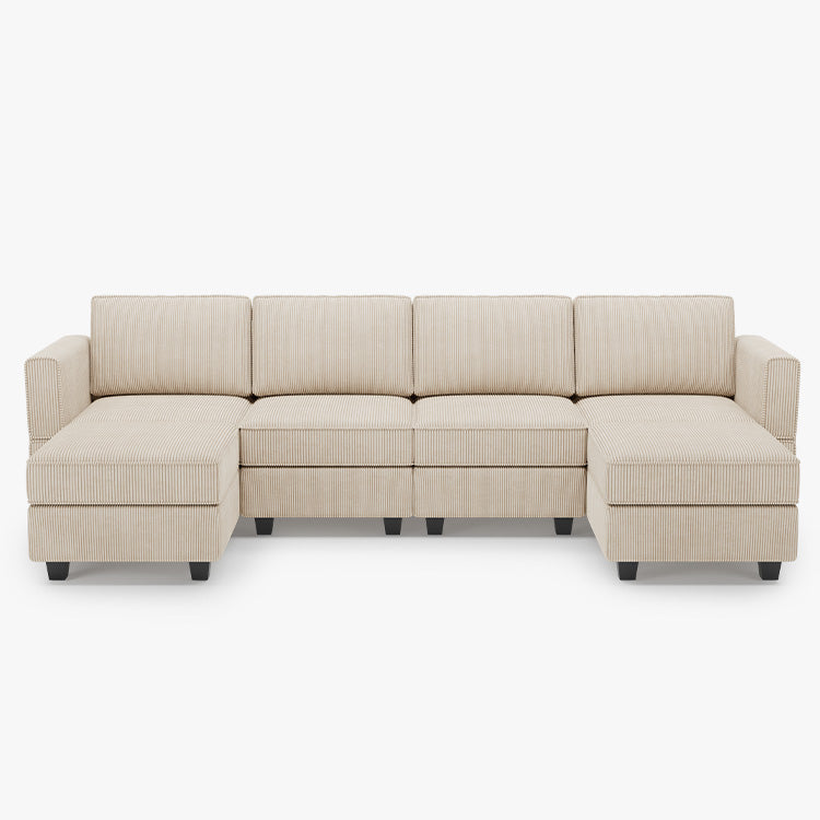 Belffin 6 Seats + 6 Sides Modular Wide Corduroy Sofa with Storage Seat