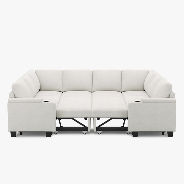 Misty-White-/-Chenille-8-Seat-U-Shaped-Double-Pullout-Sectional