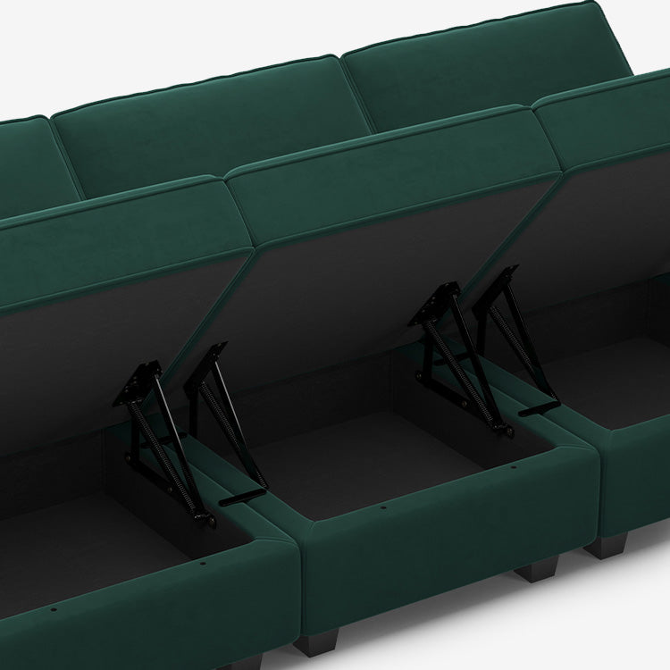Belffin 8 Seats + 9 Sides Modular Velvet Sofa with Storage Seat and Ottoman