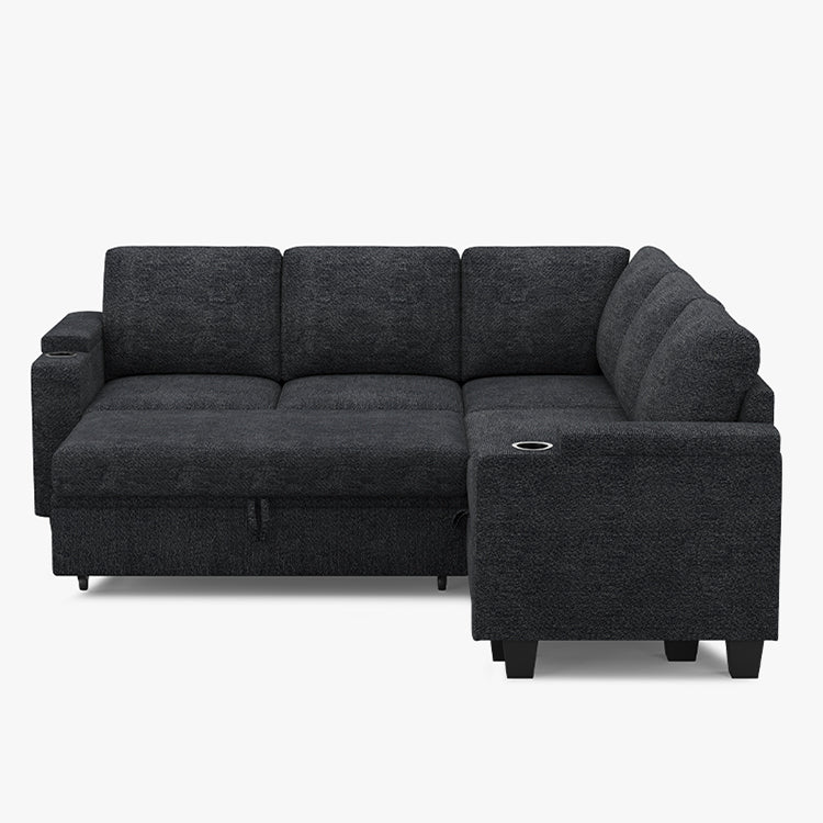 Belffin Modular 5 Seater Modular Chenille Pull-out  Sleeper Sofa with Storage Seats