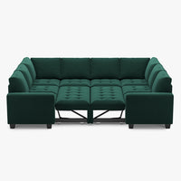 Myrtle-Green-/-Velvet-8-Seat-U-Shaped-Double-Pullout-Sectional