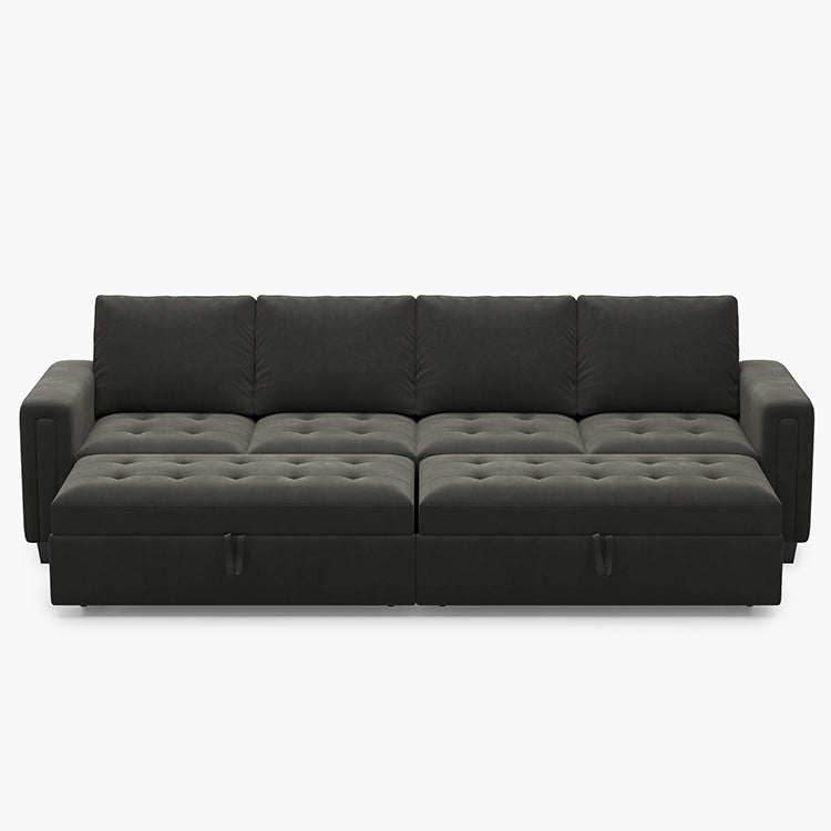 Iron-Grey-/-Velvet-4-Seat-Double-Pullout-Sofa