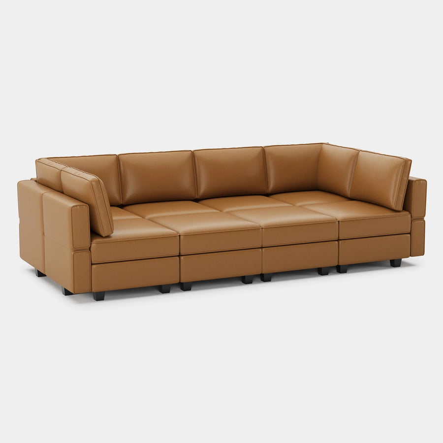 Driftwood-Brown-/-Faux-Leather-8-Seat-Pit-Sectional