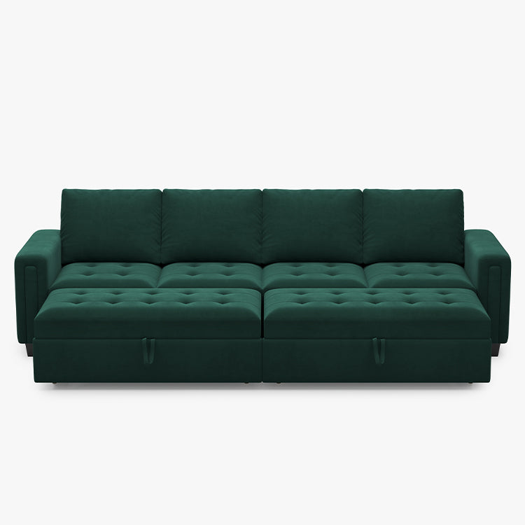 Myrtle-Green-/-Velvet-4-Seat-Double-Pullout-Sofa