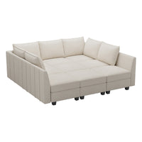 Misty-White-/-Chenille-9-Seat-Pit-Sectional