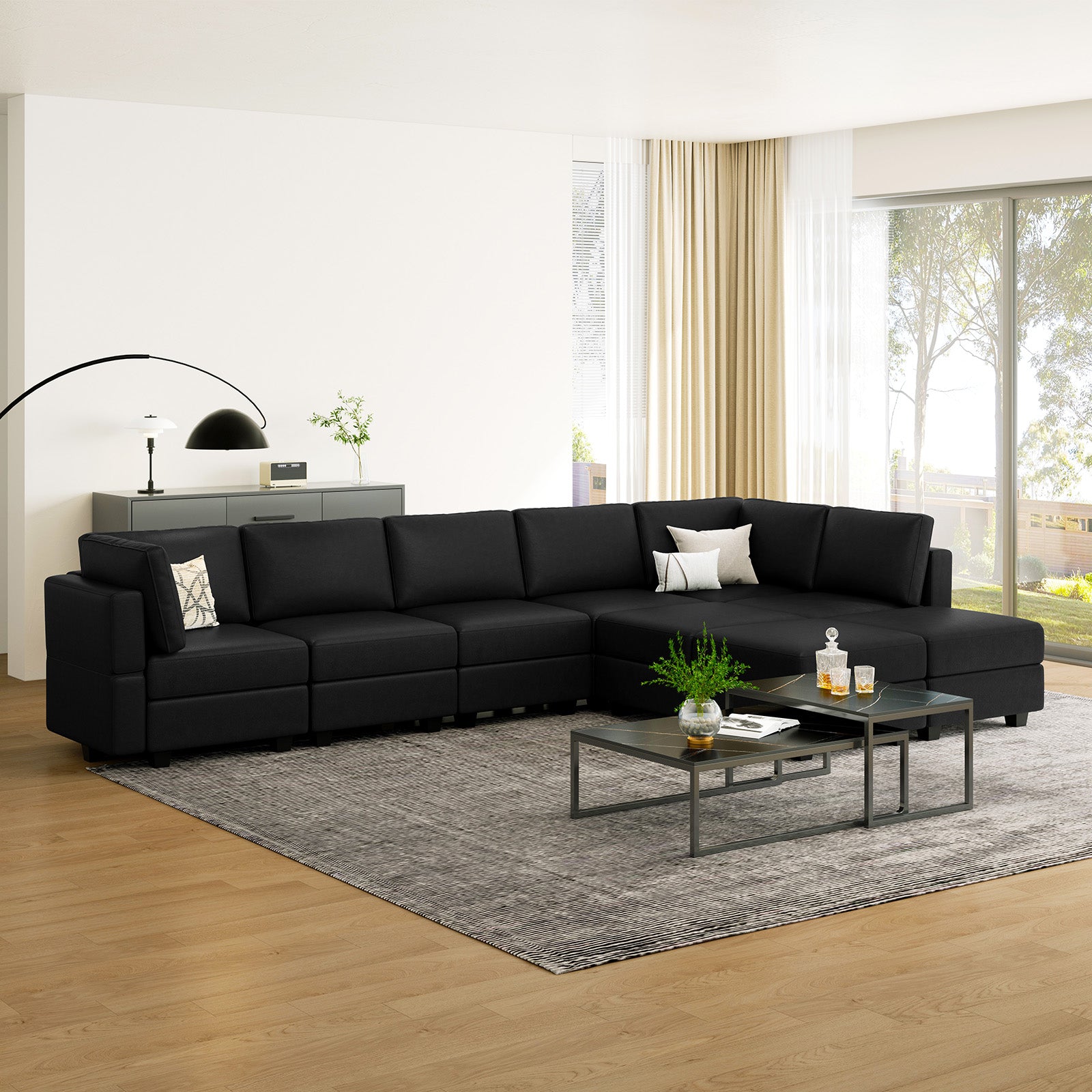 Belffin 9 Seats + 8 Sides Modular Leather Sofa with Storage Seat