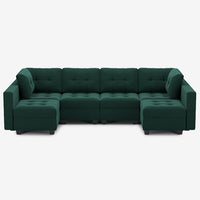 Castleton-Green-/-Velvet-6-Seat-U-Shaped-Sectional