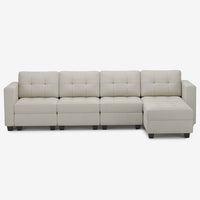 Cosmic-Latte-/-Velvet-5-Seat-L-Shaped-Sectional