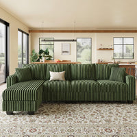 Olivewood-Green-/-Corduroy-4-Seats-L-Shaped-Sectional