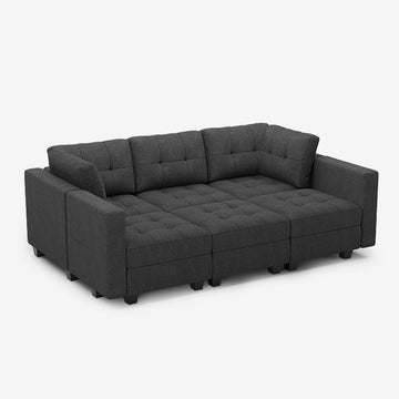 Belffin 6 Seats + 7 Sides Modular Weave Sleeper Sofa with Storage Seat