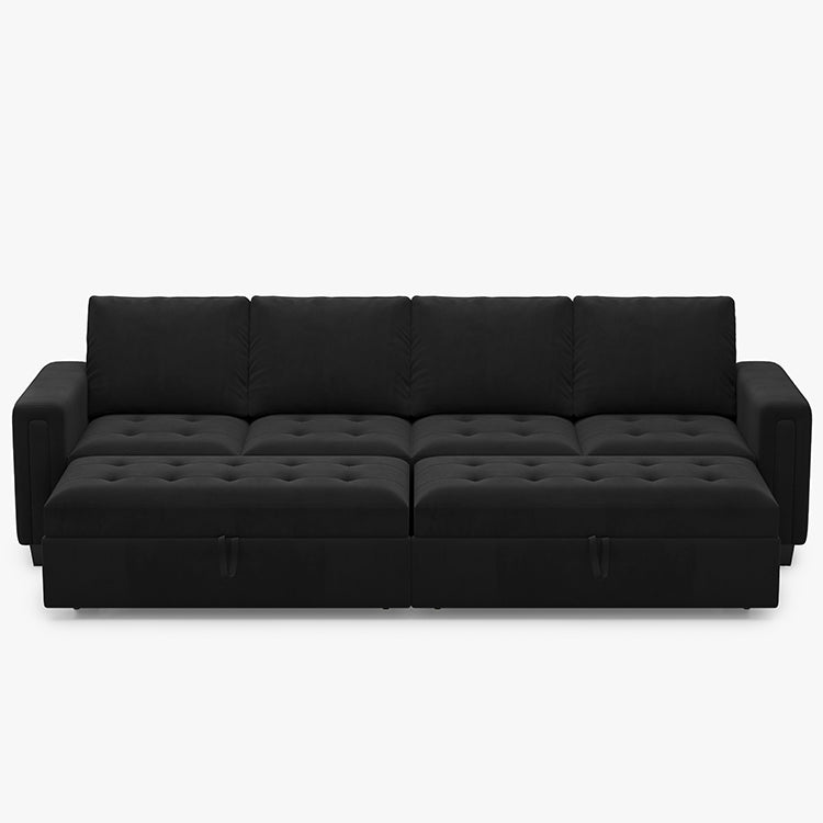 Onyx-Black-/-Velvet-4-Seat-Double-Pullout-Sofa