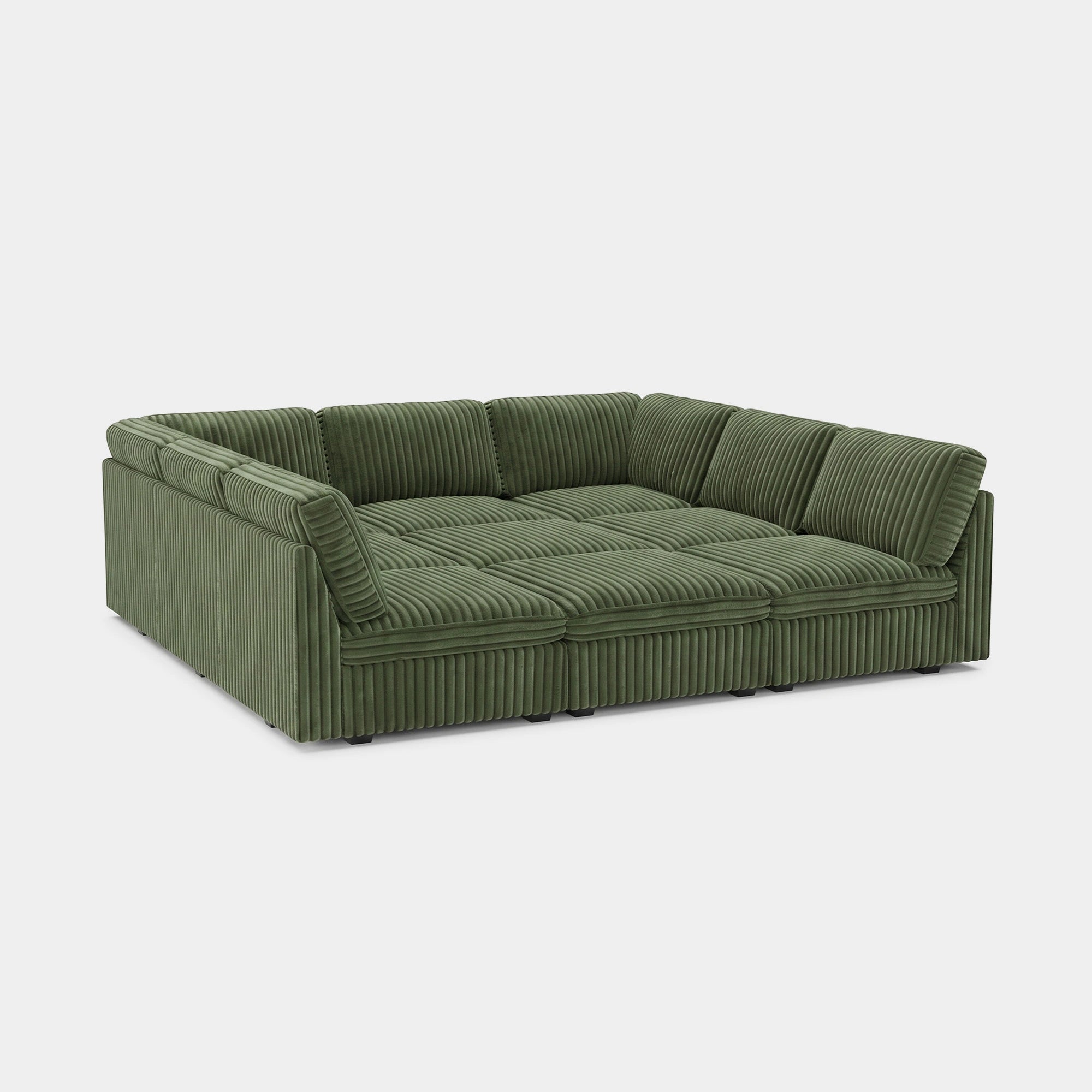 Olivewood-Green-/-Corduroy-9-Seat-Pit-Sectional
