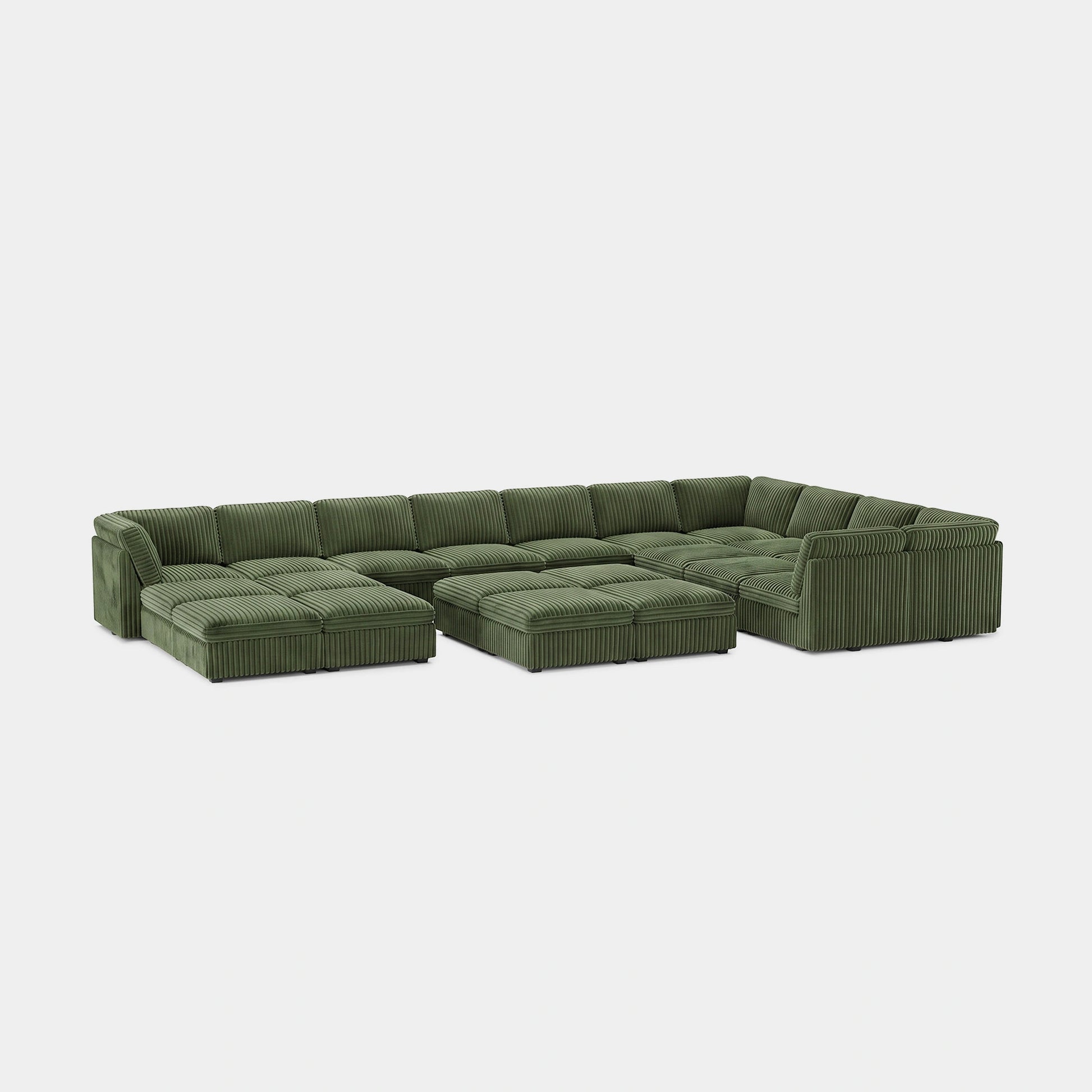 Olivewood-Green-/-Corduroy-21-Seat-U-Shaped-Sectional