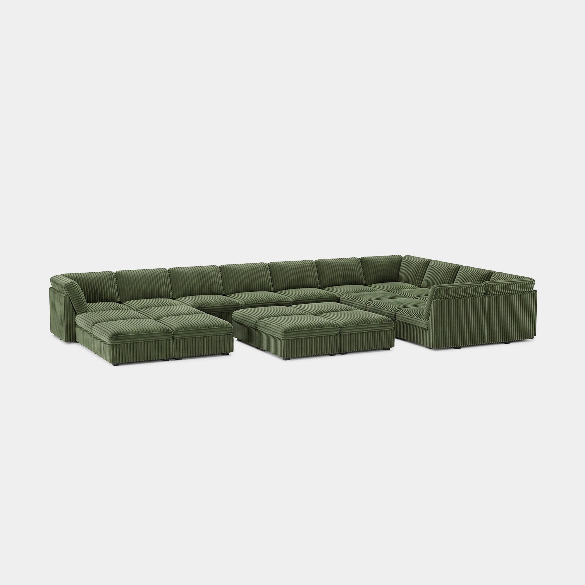 Olivewood-Green-/-Corduroy-21-Seat-U-Shaped-Sectional