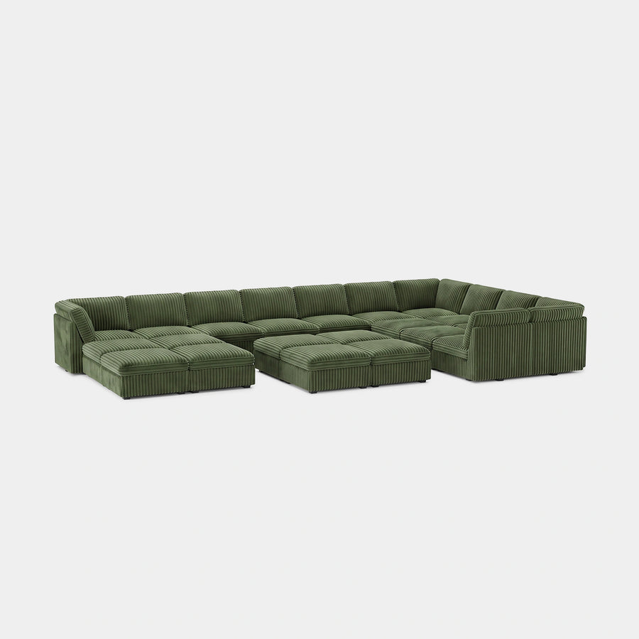 Olivewood-Green-/-Corduroy-21-Seat-U-Shaped-Sectional