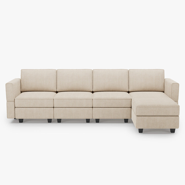 Belffin 4 Seats + 6 Sides Modular Wide Corduroy Sofa with Storage Seat