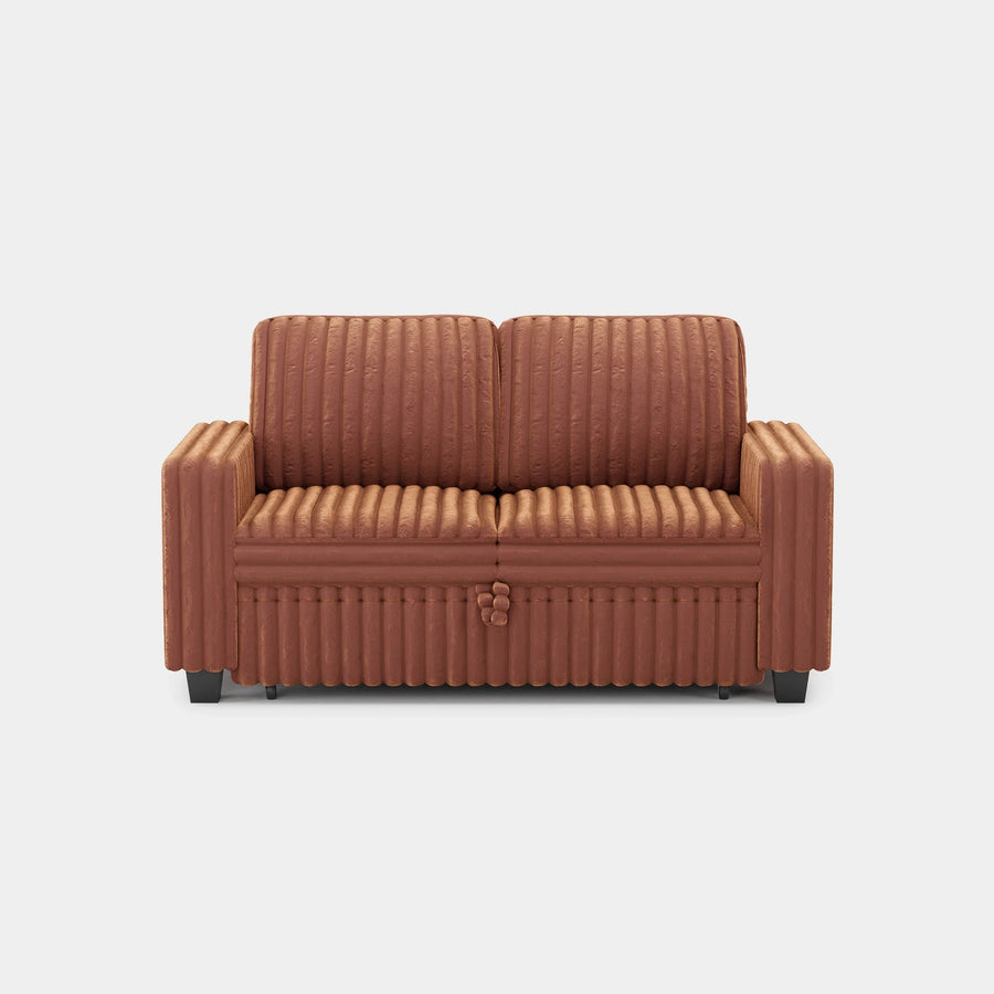 Caramel-Brown-/-Faux-Rabbit-Fur-Corduroy-Pullout-Loveseat