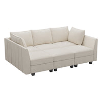Misty-White-/-Chenille-6-Seat-Pit-Sectional