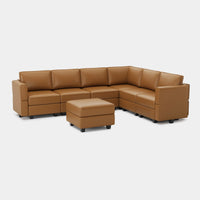 Driftwood-Brown-/-Faux-Leather-7-Seat-L-Shaped-Sectional